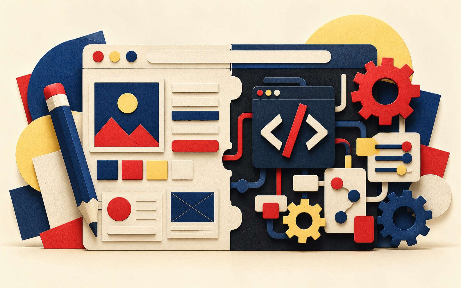 Paper-cut browser connecting visual design tools with development modules